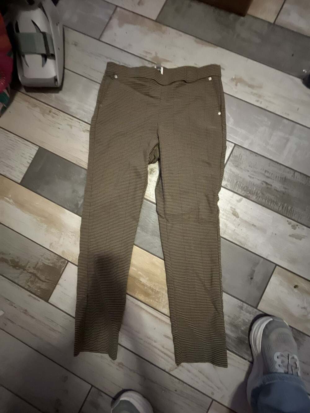 Anne Klein Plaid Pull On Pants Brown